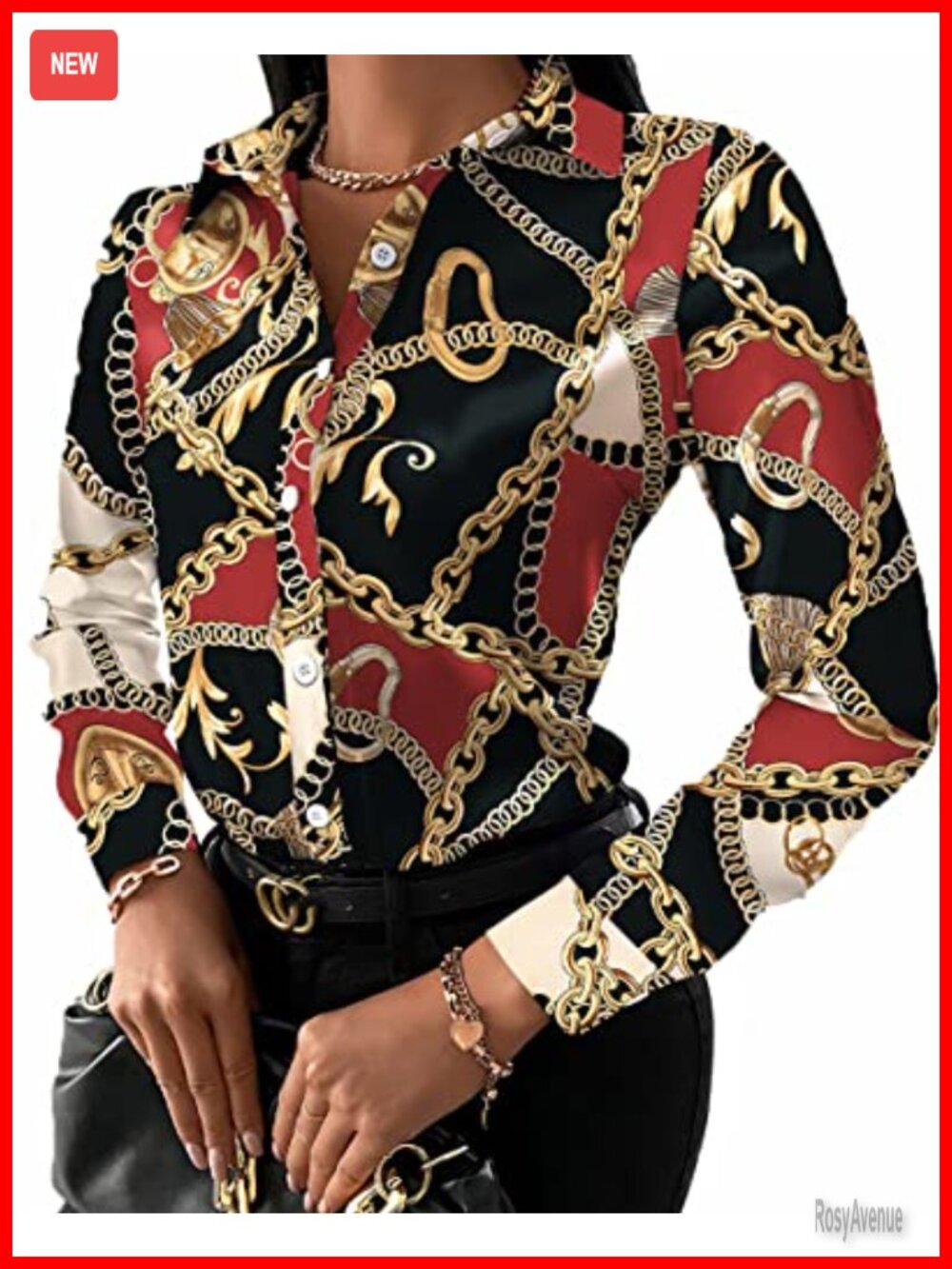 Women Button Down Blouse Long Sleeve V-Neck Floral Print Work Party Shirt